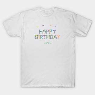 Happy Birthday - Tropical Word Art T-Shirt